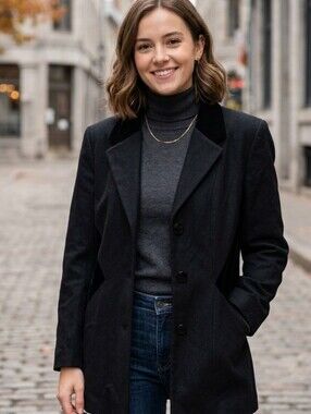 Vintage‎ Urban Wool Jacket 100% Merino Velvet Trim Womens Size 18 Old Money